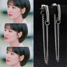Pendientes geométricos con cadena de Metal para mujer, aretes con diseño de KPOP, DNA, V, 2019, TBoyfriend Song Hye Kyo 2024 - compra barato