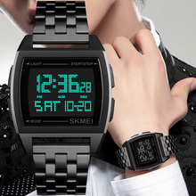 SKMEI Men Steel Digital Wrist Watch Rectangle Double Time Countdown Alarm Waterproof Clock Sport Watches Relogio Masculino 1368 2024 - buy cheap