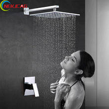 Grifo de ducha de lluvia montado en la pared, cromado, panel cuadrado, Set de ducha de baño 2024 - compra barato