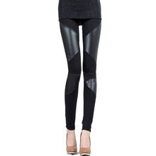 New Slim Fit Women Leggings Splicing Sexy Stretch Stripe Leggins Faux Leather Legging Ladies Skinny Pants 2024 - buy cheap