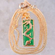 New Free Shipping Fashion Jewelry 10X25MM Dragon Natural Green Jad Pendant with Chain 18inches K287 2024 - buy cheap