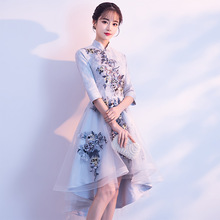 Qipao bordado feminino curto, alta qualidade, tradicional vestido chinês, estilo oriental, vestidos 2024 - compre barato