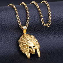 LUXUSTEEL Hophop Jewelry Stainless Steel Gold Color Skull Pendant Necklace Wholesale Halloween Gift Party 2024 - buy cheap