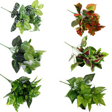Пластиковые большие листовые искусственные растения зеленая трава пластиковые цветы, растения, Свадебные Декорации для дома 2024 - купить недорого
