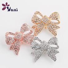 10pcs/lot High Quality Assorted Color Alloy Bowknot With Rhinestone Bowknot Brooch  Wedding Jewelry 2024 - buy cheap