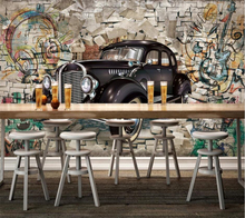 Custom wallpaper 3D mural retro classic car wall stereo restaurant bar mural background wall restaurant wallpaper papel de pared 2024 - compre barato