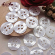 Niucky-Botones de camisa de onda blanca de 11mm y 18L con 4 agujeros, botones de resina para costura para manualidades, materiales diy, R0201-044 2024 - compra barato