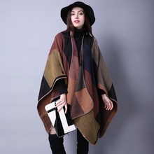 2019 Fashion Women Knitted Shawl Faux Cashmere Plaid Stripes blanket scarf Autumn Winter Warm Vintage Big Stole Lady'Scarves 2024 - buy cheap