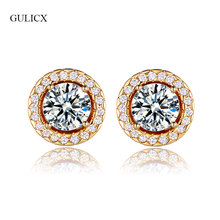 GULICX Designer Detachable Small Stud Earrings For Women Gold-Color White Cubic Zirconia Wedding Earrings Ladies Jewelry E123 2024 - buy cheap