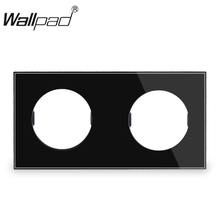 L6 faça você mesmo personalização placa de vidro dupla 2 gang preto branco para interruptor de luz de parede l6 inserções de soquete 2024 - compre barato