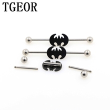 scaffold barbells Charm 20pcs surgical Stainless Steel black bat man laser cut industrial barbell piercing free shipping 2024 - buy cheap