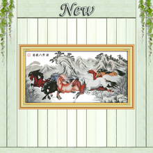 Зимние картины с изображением лошади, Снежные пейзажи, напечатанные на холсте, DMC 14CT 11CT, китайские наборы для вышивки крестиком, наборы для вышивки 2024 - купить недорого