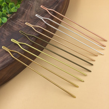 5pcs/lot 125x2mm Raw Brass Gold Color Hair Sticks Y shape Hair Pins Blank Base Setting For Women Jewelry Bulks Components 2024 - buy cheap