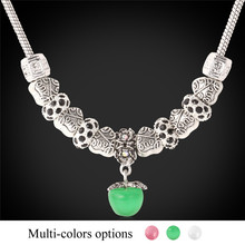 DIY Necklace For Women Tibetan Silver Color Natural Opal European Style Brand Charms Necklace Jewelry N868 2024 - buy cheap