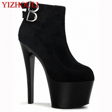 Newest design Sexy 17cm Stiletto High Heels women's classic short boots suede and drop shipping Round toe Platform ankle boots 2024 - buy cheap