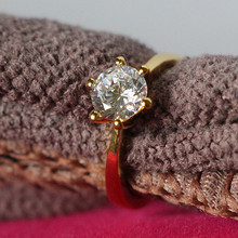 Anel de noivado de moissanite 0,6ctw 5.5mm, anel de prata esterlina 925 embalado em ouro amarelo 2024 - compre barato