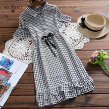 Preppy Style Sweet Summer Dresses Women Short Sleeve Black Pink Plaid Vintage Elegant Shirt Dress Ruffles Femininos Vestidos 2024 - buy cheap