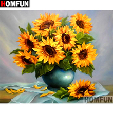 HOMFUN-pintura de diamante artesanal, juego de punto de cruz, paisaje de flores, Plaza de decoración del hogar, bordado de diamantes redondos, costura 5D, A11682 2024 - compra barato