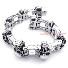 Best Casting Punk 316L Stainless Steel Silver color Skull Skeleton Biker Jewelry Mens Branelets Bangle Cool Jewelry High Quality 2024 - buy cheap
