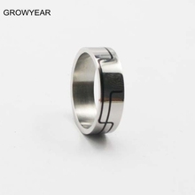 Two Tone Ring Jewelry Geometric Pattern Stainless Steel Black Silver Color Men Engagement Rings Size 14 13 12 11 10.5 9.5 9 8 7 2024 - buy cheap