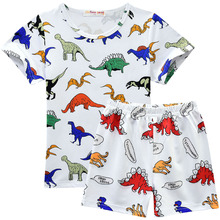 Summer baby boy clothes Jurassic children's set dinosaur pattern short sleeve tops pants kids pajamas halloween costume for kids 2024 - buy cheap