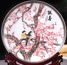 Requintado prato de porcelana famille rose chinês pintado com pássaros e flores de pêssego 2024 - compre barato