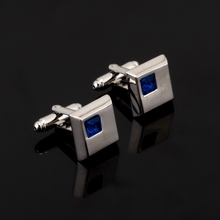 Fashion High Quality French Square blue crystal Cufflink For Mens Shirt Brand suit Cuff Buttons Top sale Cuff Links Jewelry 2024 - buy cheap
