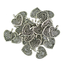 Pingentes charmosos coração filigrana-50 cores prata tibetana faça você mesmo joias fazendo para colar pulseira achados 2024 - compre barato