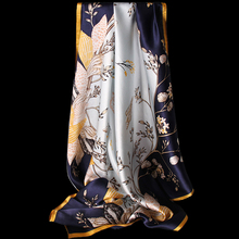 Женский платок из 100% шелка, квадратный брендовый платок, 2020 шелк из Ханчжоу, бандана для женщин, платок с принтом 2024 - купить недорого