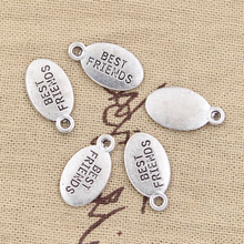 15pcs Charms Plates Best Friends 19x10mm Antique Pendant fit,Vintage Tibetan Bronze Silver color,DIY Handmade Jewelry 2024 - buy cheap