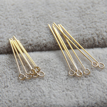 Gold Real Tassel Findings Filled Eye Flat Needles Beads End Beaded Pins For Jewelry Making Accessories 0.5*19mm 30pcs 2024 - buy cheap