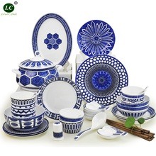 Dinnerware Set Ceramic 46PCS Flat Plates Bowls Soup Spoons luxury design Porcelain Tableware Combination 2024 - buy cheap