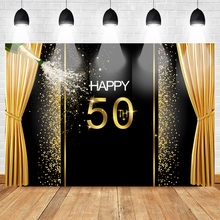 50th Birthday Backdrop for Photography Party Banner Background Black Gold Champagne Decoration Backdrops for Photo Shoot Picture 2024 - buy cheap