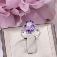 Joyería Fina anillos de plata esterlina para mujeres 14*10mm amatista Natural ovalada púrpura piedra preciosa anillo ajustable bisutería R-AM002 2024 - compra barato