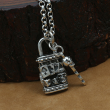 Handmade 925 Silver Lock Skull Pendant vintage thai silver skull Key pendant man Puck pendant 2024 - buy cheap