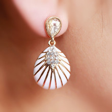 Non Pierced Clip on Earrings Statement Fashion Shell Ear Clips Bohemia Rhinestone Crystal Water Drop LongEarrings 2024 - buy cheap