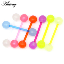 Alisouy 1pc 14G Luminous Acrylic UV Glow in the Dark Flexible Barbell Ring Soft tragus Piercing septum body jewelry 1.6x16x6mm 2024 - buy cheap