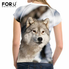 FORUDESIGNS 2019 Fashion Women T-Shirt 3D Wolf Design T Shirt Woman Short Sleeved Cool Tops Tshirt For Girls Roupa Feminina 2024 - buy cheap