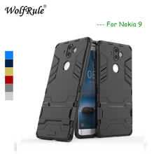 Wolfrule para a caixa do telefone nokia 9 capa de silicone macio + caso kickstand plástico para nokia 9 caso para nokia9 móvel 5.5" 2024 - compre barato