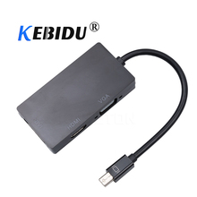 Kebidu DisplayPort-HDMI-совместимый адаптер VGA DVI 3 в 1, совместимый с Thunderbolt HDMI-конвертер DP-кабель 1080p для компьютера 2024 - купить недорого