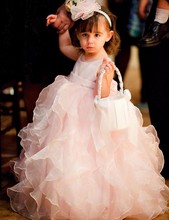 2016 Lovely Girls Dress Scoop Sleeveless Ball Gown Floor Length Ruffle Organza Flower Girls Dresses Cheap Little Girl Party Gown 2024 - buy cheap