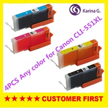 4PCS Any color For CANON CLI551  CLI-551 compatible ink cartridge PIXMA MG5450/MG5550/MG6350/MG6450/MG7150/Ip7250/MX925/MX725 2024 - buy cheap