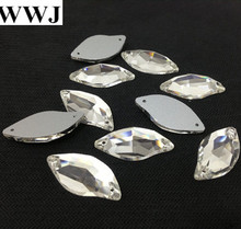 Leaf Sew On Stones Crystal Clear Color Flatback 2holes 9x20,14x30mm Beauty Fish Sewing Glass Crystal Beads Dress Jewelry Making 2024 - buy cheap