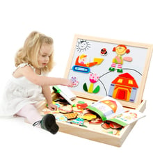 Многофункциональная деревянная игрушка, развивающая магнитная головоломка, ферма, джунгли, животное, детские головоломки, детский мольберт для рисования 2024 - купить недорого
