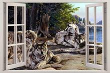 3D Hot Forest Wolves Window Frame Window Mural Vinyl Bedroom Vinyl Wallpaper Wall Decals Stickers Christmas Wall Sticker 2024 - buy cheap