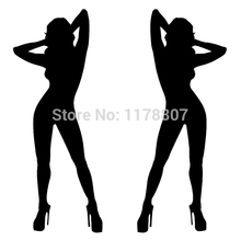 15cm x 6cm Pair Hot Sexy Girl Silhouette Sticker Car Window Truck Bumper Door Laptop Art Wall Naked Women Vinyl Decal 13 Colors 2024 - buy cheap