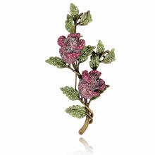 Romantic Rose Flower Brooch Crystal Rhinestone Enamel Metal Leaves Women Fashion Jewelry Accessory 2024 - buy cheap