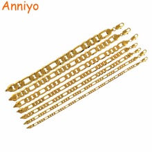 Цепочка-браслет Anniyo для мужчин и женщин, медные и золотистые браслеты для женщин, плетение «Фигаро», браслет GP, ювелирные изделия, подарки #064202 2024 - купить недорого