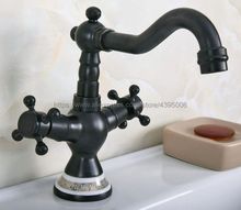 Basin Faucet Black Color Brass Porcelain Base Bathroom Sink Swivel Mixer Tap Hot and Cold Water faucets Bnf649 2024 - buy cheap