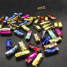 TopStone 5x10mm 5x15mm Baguette Rectangle Sew on gold claw Rhinestone Glass Crystal Rectangular Sew on Stone 2024 - buy cheap